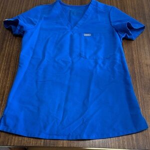 Blue V-Neck Scrub Top